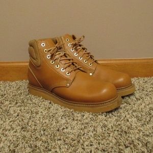 Ramrod Steel Toe Boots Men's 7.5 Light Brown Oil Resistant‎ Work Wear Lace Up